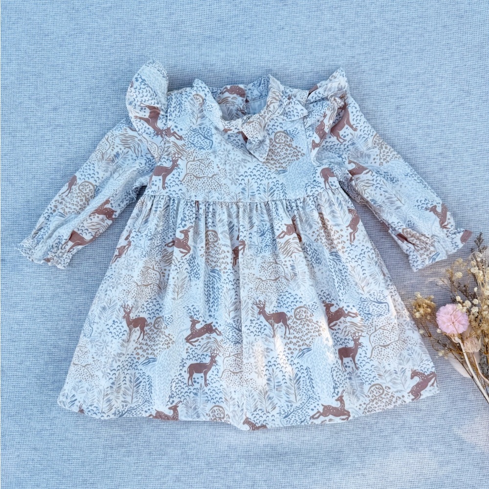Janie & Jack Woodland Deer Dress 6-12M